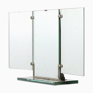 French Modernist Brot Glass Triptych Mirror, 1940s