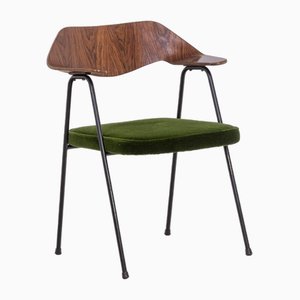 Butaca de metal negro y contrachapado curvado de Robin & Lucienne Day, años 50