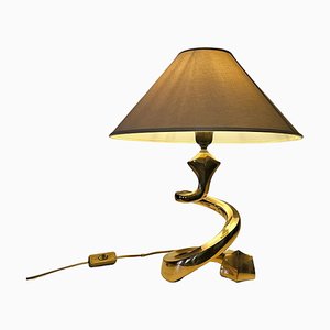Minimalistic Brass Cobra Table Lamp, 1980s