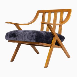 Fauteuil en Merisier et Velours, 1960s