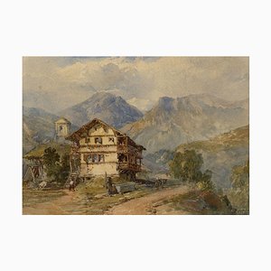 James Duffield Harding OWS, Chalet dans les Alpes Suisses, Milieu des années 1800, Aquarelle