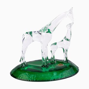 Sculpture Girafe en Cristal de Verre, France