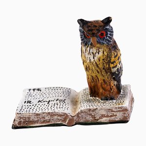 Austrian Cold Painted Bronze Sculpture Owl in the style of Bergman