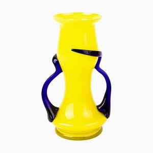 Vase Art Déco en Verre Jaune dans le goût de Loetz