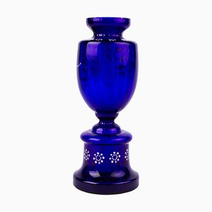 Vaso Art Nouveau in vetro blu Bristol