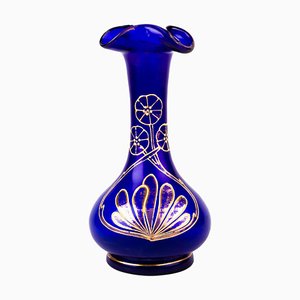 Art Nouveau Bristol Blue Glass Vase
