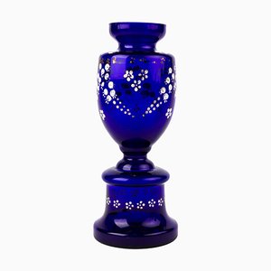 Art Nouveau Bristol Blue Glass Urn Vase