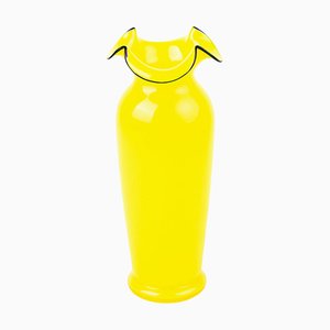 Vase Art Déco en Verre Opalin Jaune de Loetz