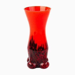 Tschechische Art Deco Rote Spritzer Glasvase im Loetz-Stil