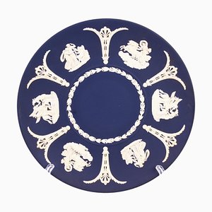 Neoklassischer Portland Blue Jasperware Teller von Wedgwood