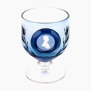 Blue Glass Cameo Prince Charles Portrait Goblet from Wedgwood