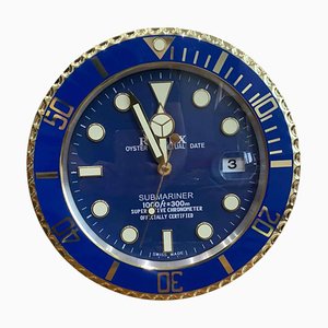 Oyster Perpetual Submariner Blue & Gold Wall Clock from Rolex