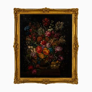 After Jan Van Huysum, Flowers Still Life, Oil Painting, 19th Century, Framed