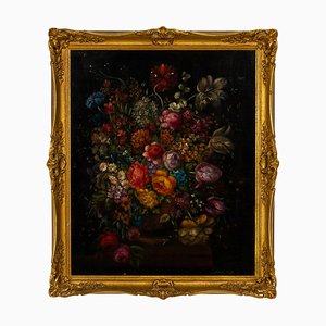 D'Après Jan Van Huysum, Nature Morte De Fleurs, Peinture à L'huile, 19ème Siècle, Encadrée