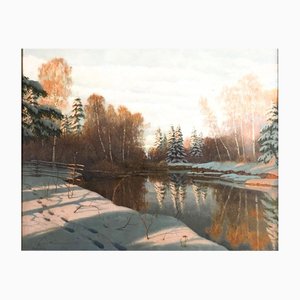 Boris Vasilevich Bessonov, Winter Landscape, Oil on Canvas