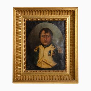 Napoleon Bonaparte Portrait, Oil Painting, 19th Century, Framed