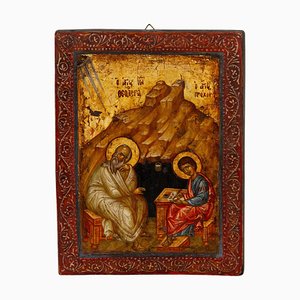 Icona religiosa ortodossa policroma, XIX secolo