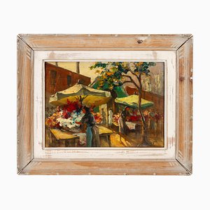French Artist, Impressionist Market Scene, Oil Painting, Framed