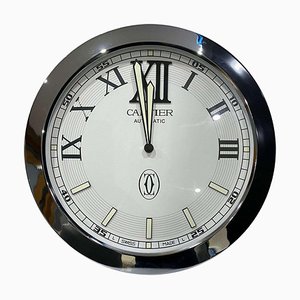 Officially Certified Silver Chrome Wall Clock from Cartier