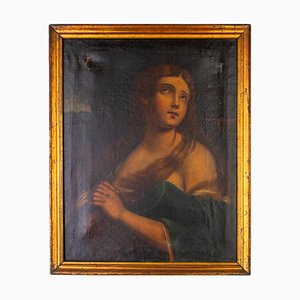 Portrait of the Penitent Magdalene, 19th Century, Oil Painting, Framed