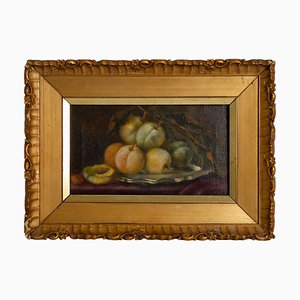 Peaches Still Life, Oil Painting, 19th Century, Framed