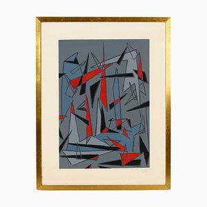 André Lambert, Composition abstraite, Lithographie, 20ème Siècle, Encadré