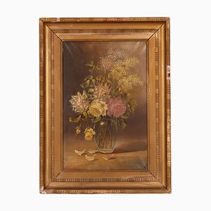 French Artist, Still Life with Flowers, Oil Painting, Framed