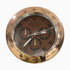 Officially Certified Oyster Perpetual Rose Gold Chrome Wall Clock from Rolex