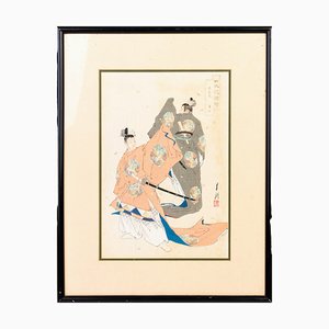 Ogata Gekko, escena Meiji, grabado en madera, siglos XIX-XX, enmarcado