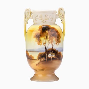 Art Deco Noritake Japanese Porcelain Sunset Landscape Vase