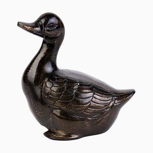Mid-Century Life-Size Bronze Duck Sculpture