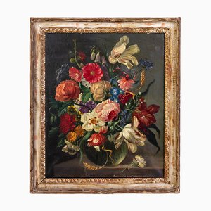 After Justus van Huysum the Elder, Dutch Flowers Still Life, 1600s-1700s, Oil Painting, Framed