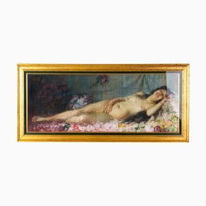 A. Restif, Nude Rêverie, Fine XIX secolo, Pastello, Con cornice