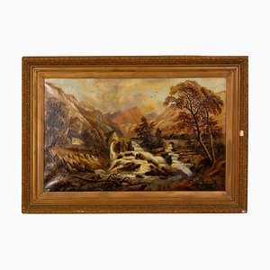 A. Worthington, Huge Watermill Landscape, Oil Painting, 19th Century