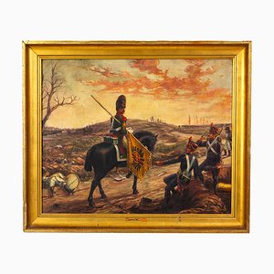 Franco-Austrian Napoleonic Wars, 19th Century, Large Oil Painting, Framed