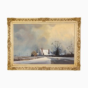 Marcus Ford, Snowy Landscape, Oil Painting, 20th Century, Framed