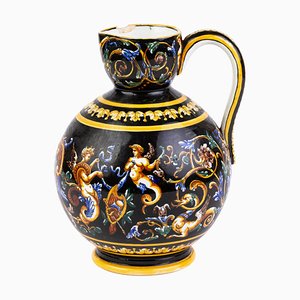19th Century French Neoclassical Glazed Faience Majolica and Ewer Pitcher Jug