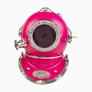 Vintage German Pink and Chrome Sea Diver's Helmet by Karl Heinke