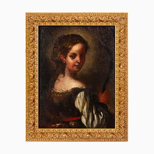 Neapolitan Artist, Portrait of a Young Lady, Oil Painting, 17th Century, Framed