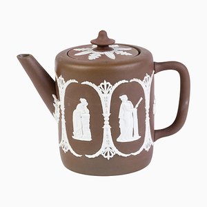19th Century English Neoclassical Jasperware Cameo Teapot from Adams & Bromley