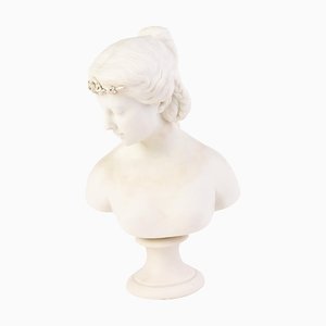 English Victorian Parian Ware Bust of Clythie from Copeland, 19th Century