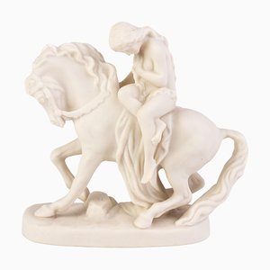 Englische viktorianische Parian Skulptur von Lady Godiva zu Pferd von WH Goss