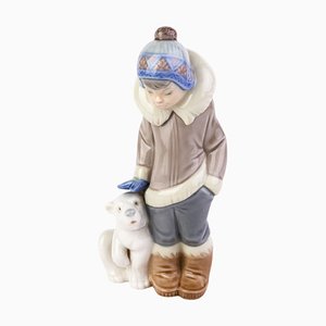 Model 5238 Eskimo Boy with Bear in Porcelain from Lladro