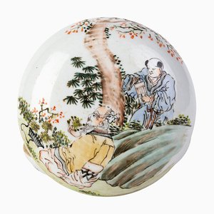 Boîte à Couvercle en Porcelaine de la Famille Rose, Chine Dynastie Qing
