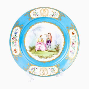 19th Century Celeste Blue Sevres Porcelain Plate from Chateau des Tuileries