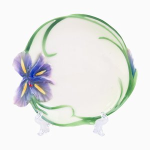 Plat en Porcelaine à Décor Floral par May Wei Xuet-Mei pour Franz