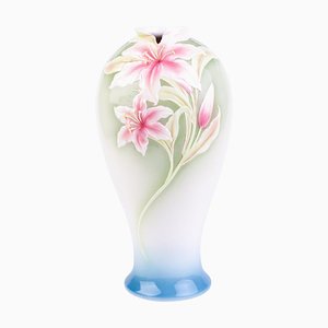 Porcelain Baluster Vase with Floral Decor by May Wei Xuei-Mei for Franz