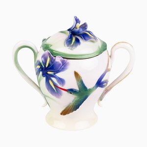 Sucrier en Porcelaine avec Décor de Colibri par May Wei-Xuet pour Franz