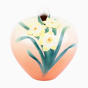 Porcelain Ball Vase with Floral Decor by May Wei Xuet-Mei for Franz