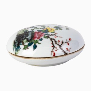 Chinese Republic Period Porcelain Lidded Box with Blossom Decor